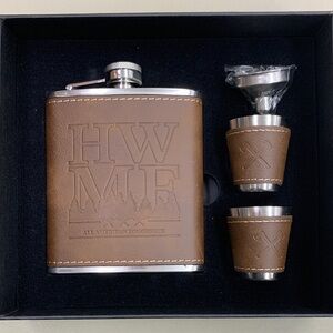 Brown Leather Flask Set